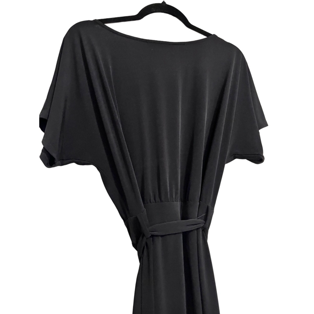 EUC Women's Kensie Black Short Sleeve Midi Dress with Tie Waist L - Picture 5 of 11